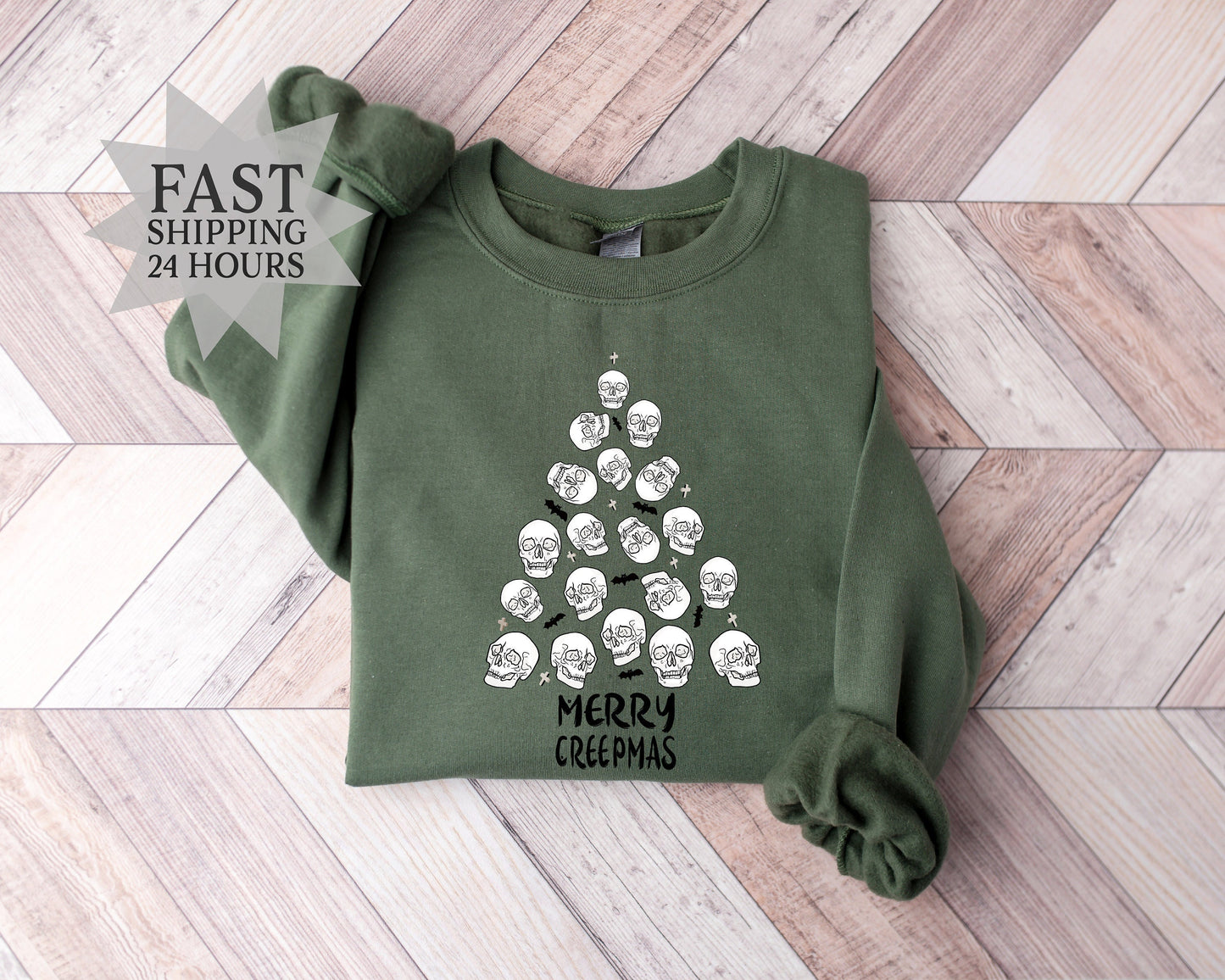 Merry Creepmas Sweatshirt, Skull Sweatshirt, Merry Christmas Hoodie, Christmas Gifts, Christmas Sweatshirt, Skull Hoodie, Christmas Hoodie