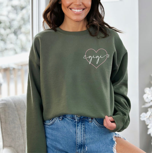 Gigi Heart Sweatshirt, Grandma Sweatshirt, Grandkids Names, Mother's Day Sweatshirt, Grandma Gift, Grandma Hoodie