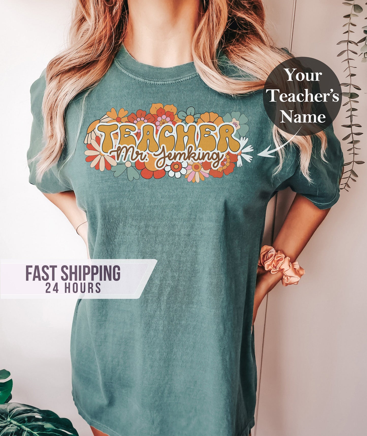 Custom Flower Teacher Tshirt, Teacher Shirt, Personalized Gifts, Preschool Teacher Shirt, Custom Teacher T shirt, Teacher Gifts,Gift for Her