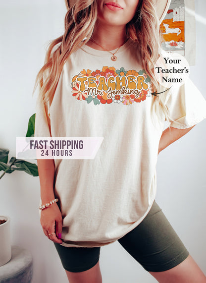 Custom Flower Teacher Tshirt, Teacher Shirt, Personalized Gifts, Preschool Teacher Shirt, Custom Teacher T shirt, Teacher Gifts,Gift for Her
