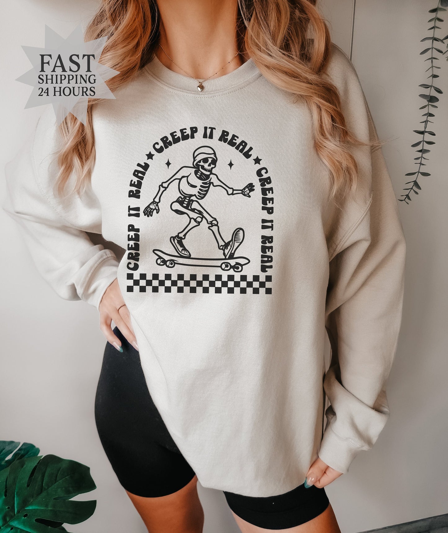 Creep It Real Sweatshirt, Skeleton Sweatshirt, Halloween Gift,  Halloween Sweatshirt, Halloween Sweatshirt,Skeleton Hoodie,Gift for Her
