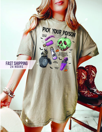 Pick Your Poison Tshirt, Halloween Shirt, Skull Shirt, Halloween Gifts, Flower Shirt, Halloween Gift, Funny Halloween Shirt,  Shirt