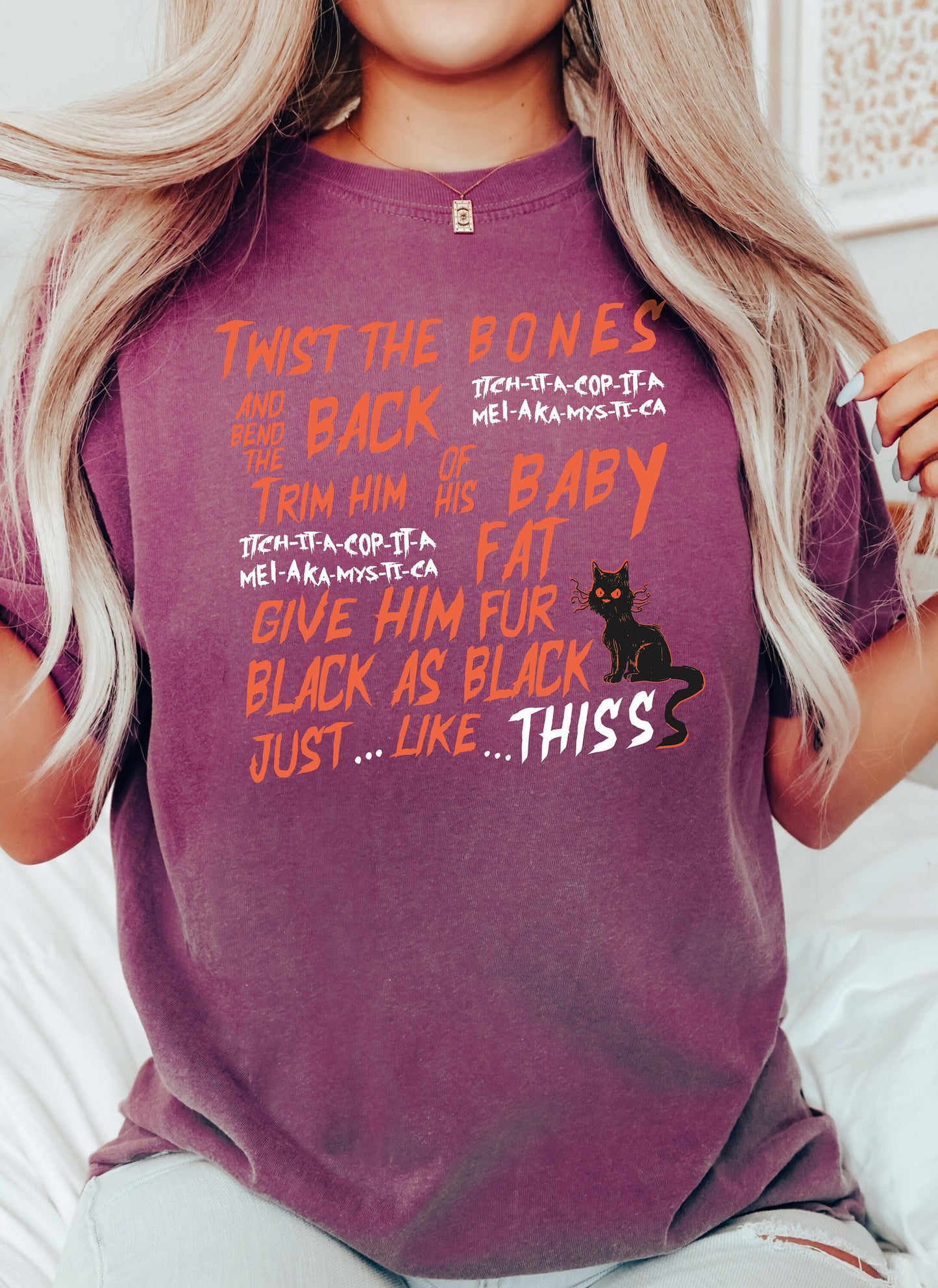 Twist The Bones Tshirt, Black Cat Shirt, Halloween Shirt, Halloween Gift, Black Cat Gift, Halloween Gift, Halloween T shirt, Gift for Her