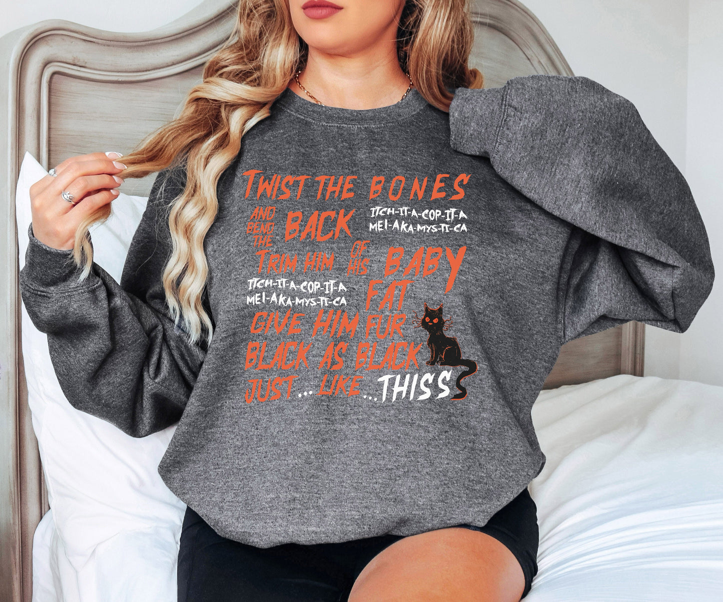 Twist The Bones Sweatshirt, Black Cat Sweatshirt, Halloween Sweatshirt, Black Cat Hoodie, Halloween Gift, Halloween Hoodie, Gift for Her
