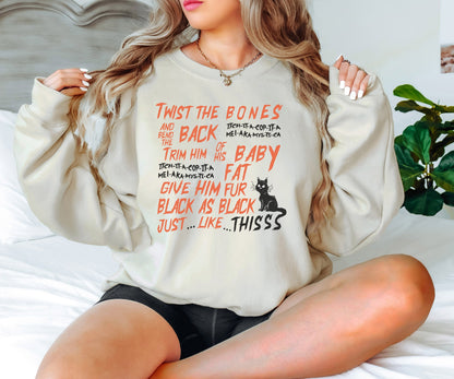 Twist The Bones Sweatshirt, Black Cat Sweatshirt, Halloween Sweatshirt, Black Cat Hoodie, Halloween Gift, Halloween Hoodie, Gift for Her