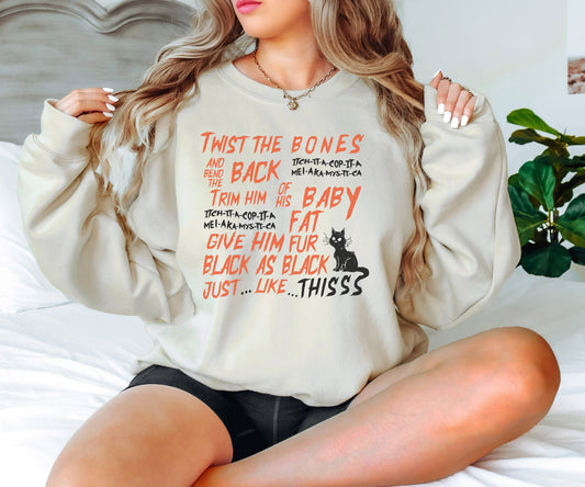 Twist The Bones Sweatshirt, Black Cat Sweatshirt, Halloween Sweatshirt, Black Cat Hoodie, Halloween Gift, Halloween Hoodie, Gift for Her