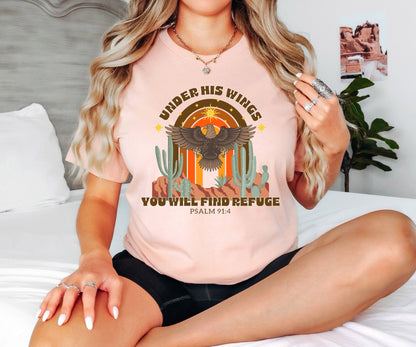 Under His Wings You Will Find Refuge Shirt, Bible Verse Shirt, Western Christian Shirt, Religious Shirt, Bible Shirt, Christian Gift