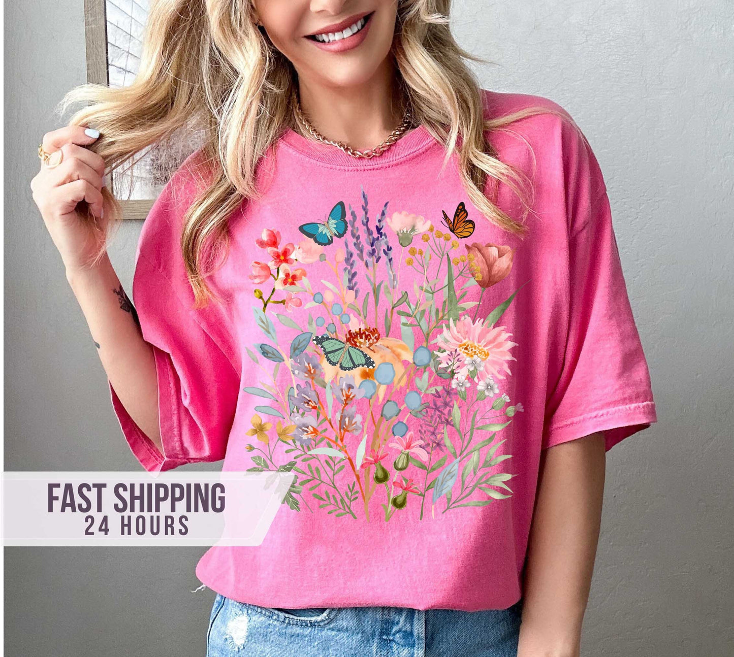 Flower Garden  Tshirt, Botanical Shirt, Nature Lover Shirt, Wildflowers Shirt, Gardener Shirt, Flower Girl Gift, Flower Shirt, Gift for Mom