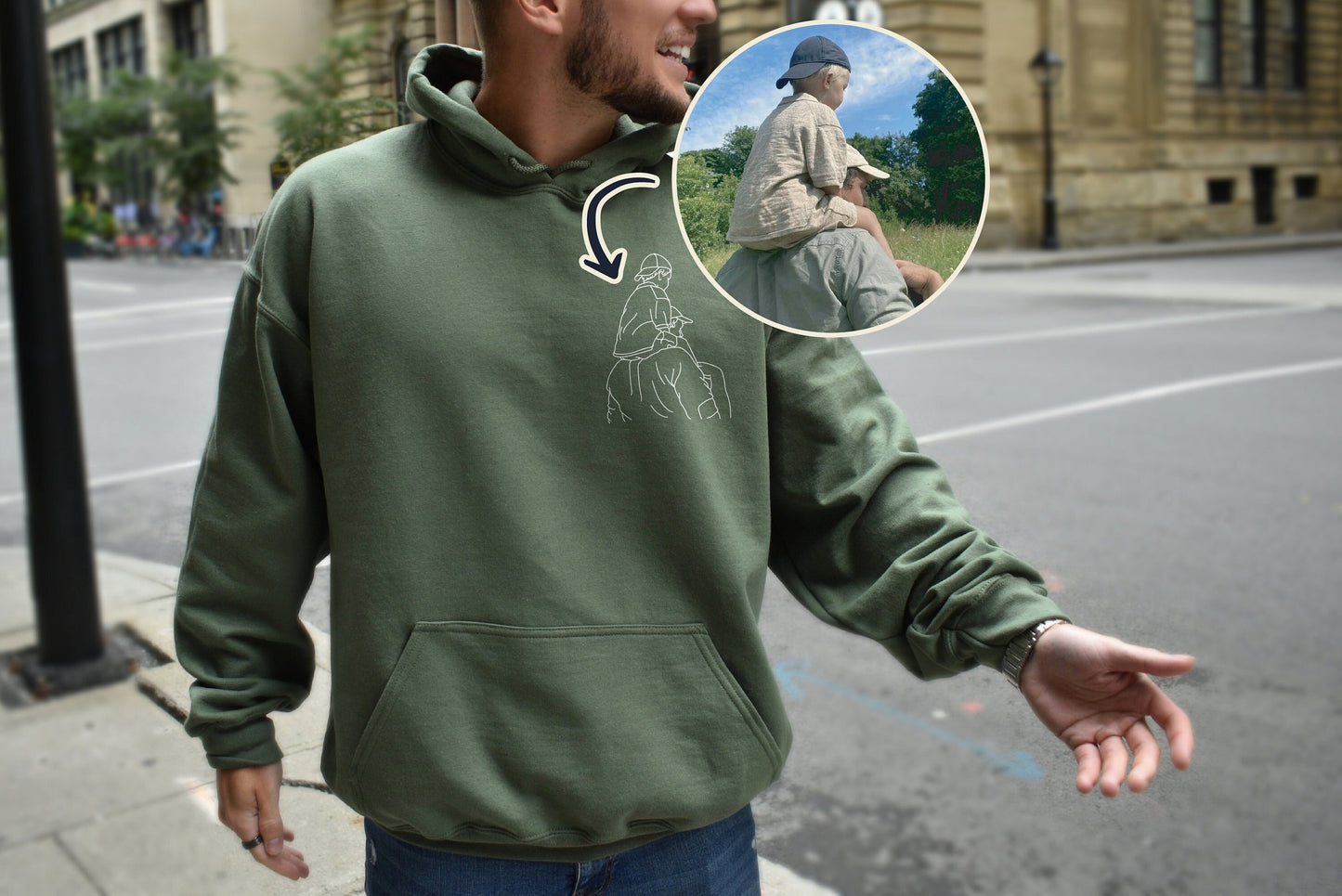 Custom Dad Portrait Sweatshirt, Dad Sweatshirt, Personalization Gifts, Fathers Day Gift, Portrait Hoodie, Gift for Dad, Custom Sweatshirt