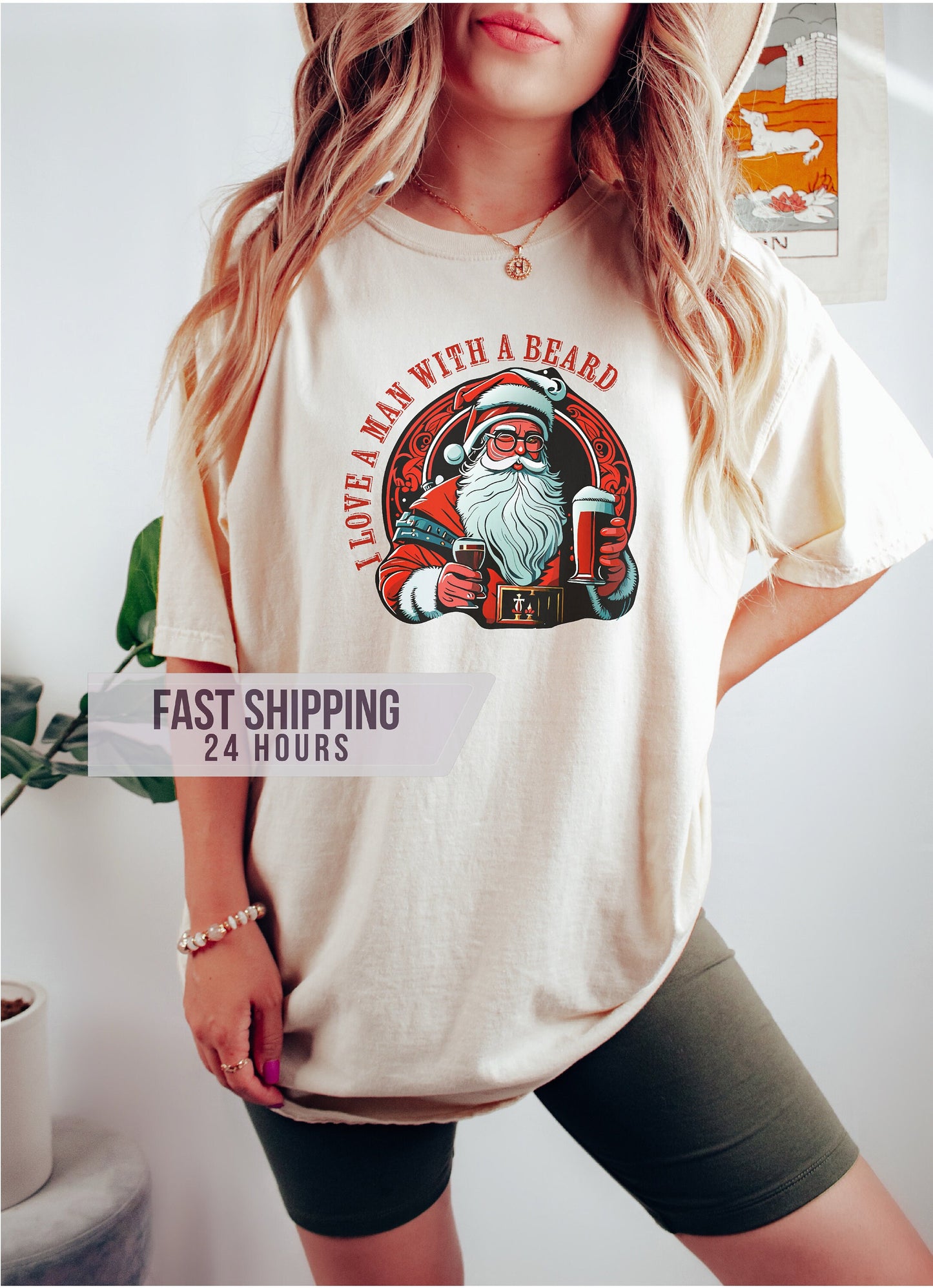I Love a Man With a Beard Tshirt,  Santa Shirt, Christmas Shirt,  Christmas Shirt, Christmas Gifts, Santa Shirt, Gift for Her