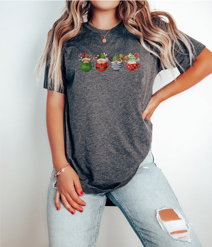 Christmas Gnome Coffee Tshirt, Christmas Tshirt, Cute Gnomes Tshirt, Funny Christmas Tshirt, Gnome Tshirt, Christmas Gift, Kids tshirt