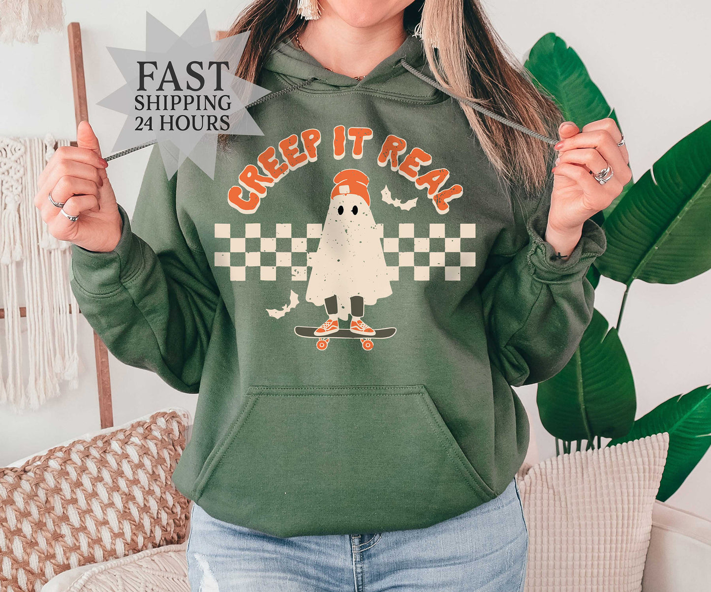 Creep It Real Sweatshirt, Halloween Sweatshirt, Ghost Hoodie,  Sweatshirt, Spooky Seasons, Halloween Hoodie, Halloween Gifts