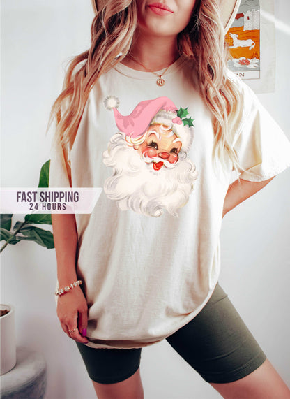 Pink Santa Tshirt, Christmas T shirt, Christmas Gifts, Santa Shirt, Christmas Shirt,  Shirt,Comfort Colors Shirt,Christmas Gift