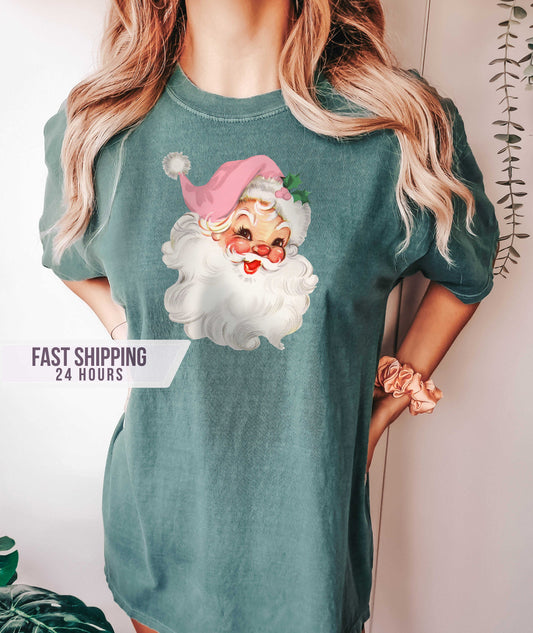 Pink Santa Tshirt, Christmas T shirt, Christmas Gifts, Santa Shirt, Christmas Shirt,  Shirt,Comfort Colors Shirt,Christmas Gift