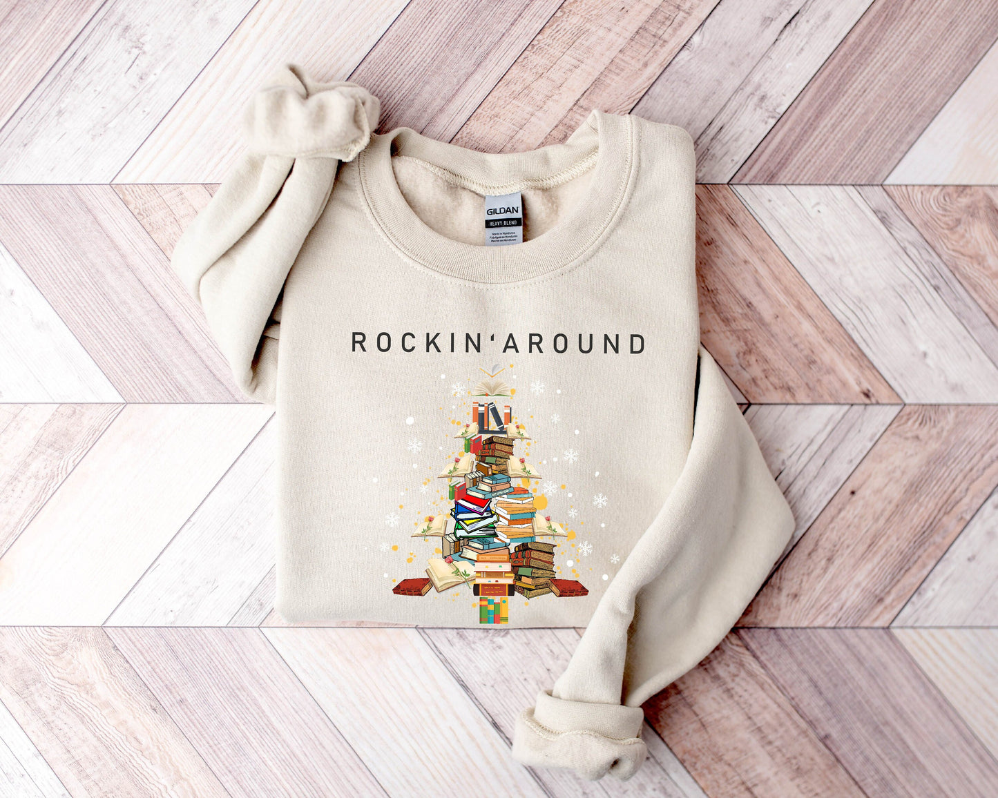 Rockin Around Sweatshirt,Book Lover Gift,Christmas Gifts,Reading Sweatshirt,Book Lover Sweatshirt,Christmas Sweatshirt,Christmas Tree Hoodie