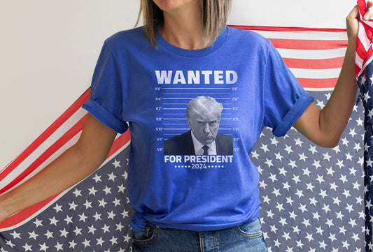 Wanted for President Tshirt, Trump Shirt, Trump Not Guilty Shirt, Trump Election Shirt, Never Surrender Tee, Election Tee, Trump 2024 Shirt