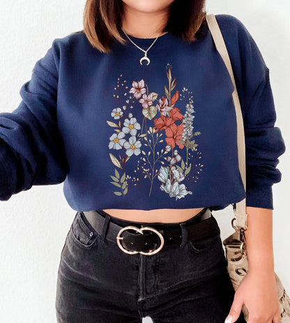 Pressed Flowers Sweatshirt,Flower Sweatshirt,Wildflowers Sweatshirt,Girlfriend Gift,Botanical Hoodie,Flower Girl Gift