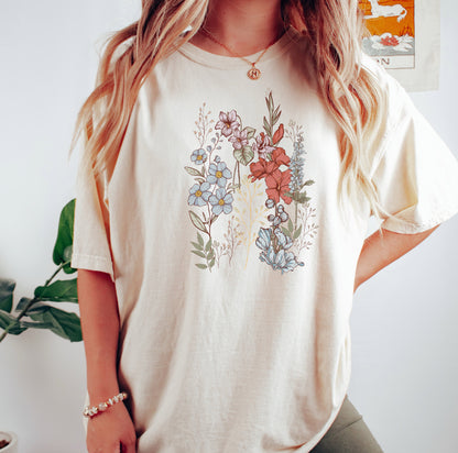 Pressed Flowers Tshirt, Flower Shirt, Botanical Shirt, Wildflowers Shirt, Flower Girl Shirt,flower Shirt, Flower Girl Gifts