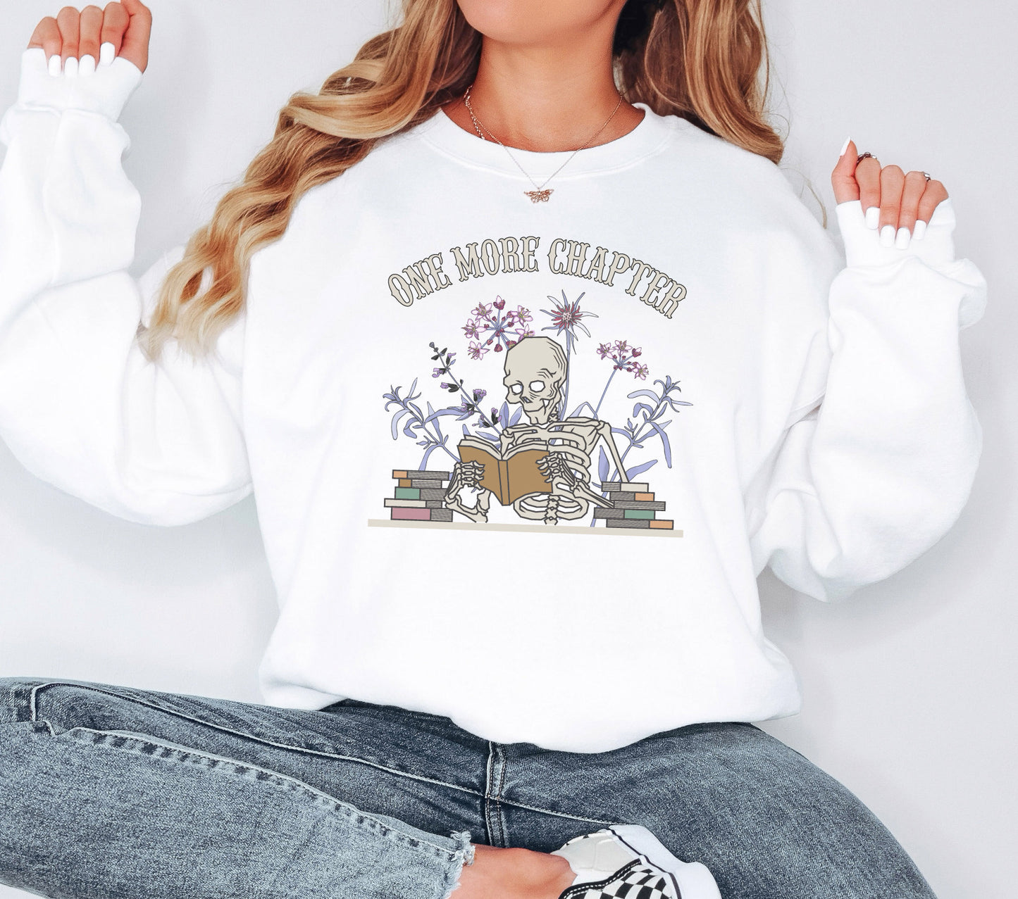 One More Chapter Sweatshirt, Halloween Sweatshirt, Skeleton Hoodie, Skeleton Sweatshirt, Halloween Gift, Bookish Sweatshirt, Halloween Gifts