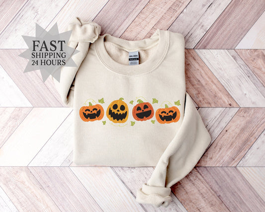 Funny Pumpkin Sweatshirt, Halloween Sweatshirt, Pumpkin Sweatshirt, Halloween Gifts, Pumpkin Face Hoodie,  Halloween Sweatshirt