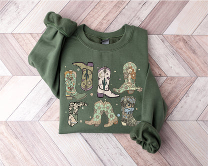 Cowgirl Boots Sweatshirt,Cowgirl Sweatshirt,Star Boot Sweatshirt, Cowgirl Sweatshirt,Western Hoodie,Cowgirl Gift,Western Country Hoodie
