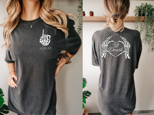 Til' Death Bride Tshirt, Engaged Gothic Shirt, Engagement Gift, Halloween Wedding, Bridal Party Gifts, Bachelorette Party Shirt, Bride Gift