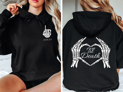 Til' Death Bride Sweatshirt, Engaged Gothic Sweatshirt, Engagement Gift, Halloween Wedding, Bridal Party Gifts, Bachelorette Party Hoodie