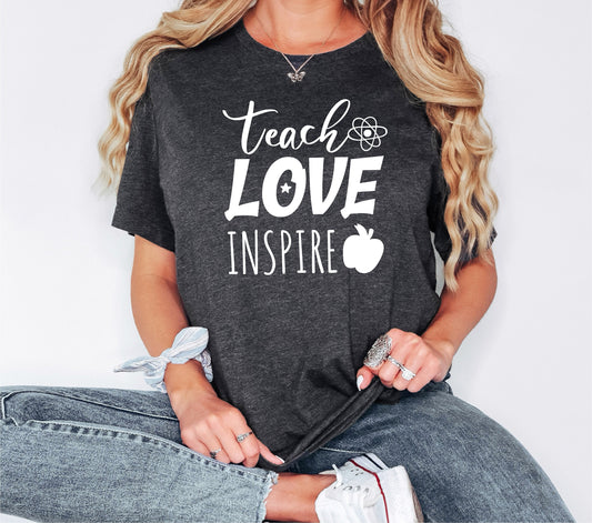 Teach Love Inspire Tshirt, Teach Shirt, Teacher Gifts, Teacher Tshirt, Teacher Gift, Back to School Gift, Teacher Shirt, Love Shirt