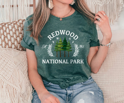Redwood National Park Tshirt, Redwood Shirt,Pine Tree Tshirt, Mountain Tshirt, Nature Lover Gift, Gift for Him, Hiking Gift, Forest Shirt