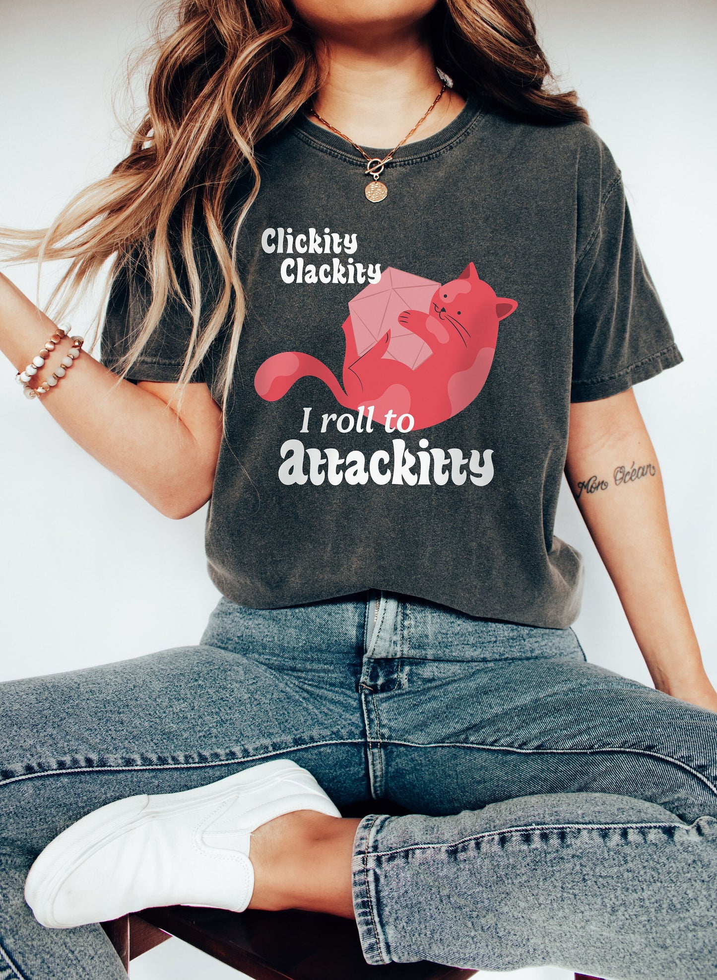 Clickity Clackity I Roll to Attackitty Tshirt,  Kitty Shirt, Cat Mom Gift, Funny Cat Shirt, Cat Lover Gift, Sarcastic Cat Shirt, Cat Shirt