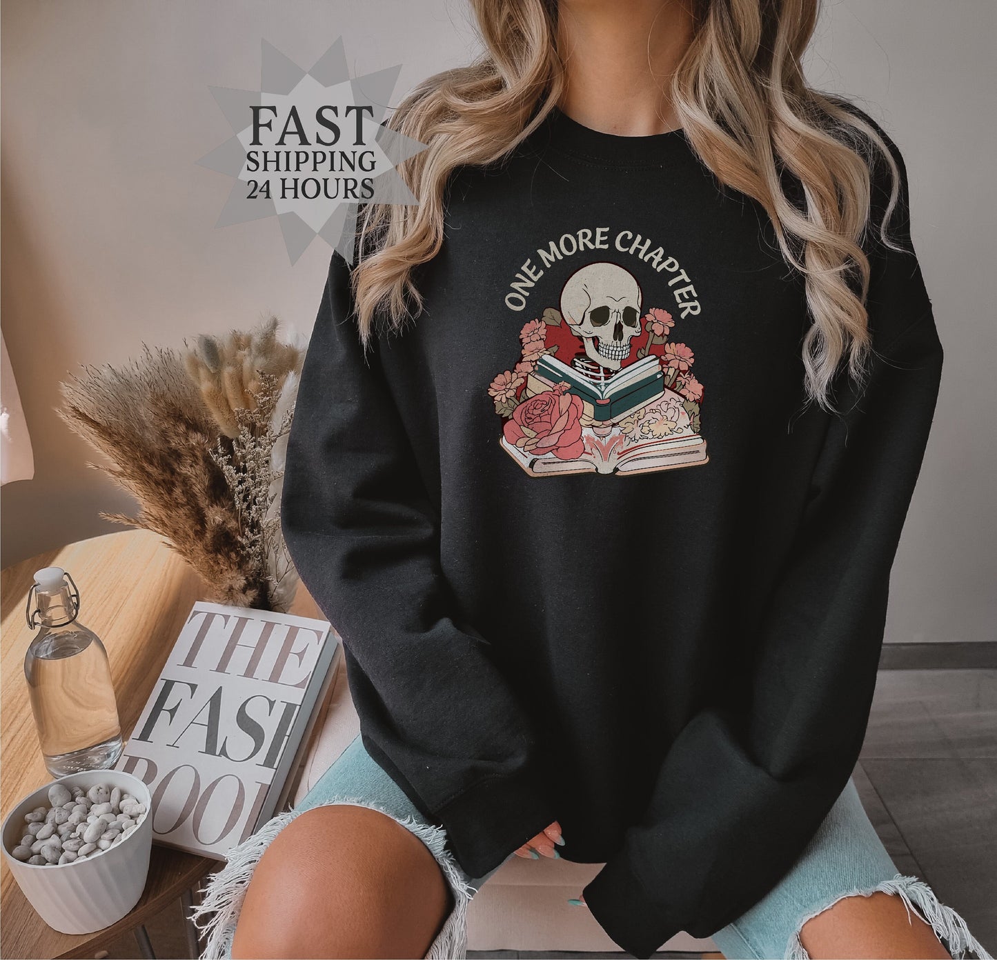 One More Chapter Sweatshirt,Halloween Gift, Skeleton Sweatshirt, Halloween Sweatshirt, Book Lover Gift, Skeleton Hoodie, Bookish Sweatshirt