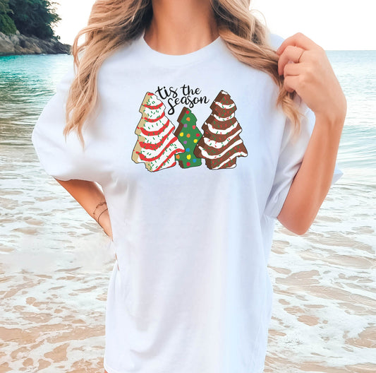 Tis the Season Tshirt, Christmas Shirt, Christmas Tree Shirt, Christmas Gifts,  Christmas Shirt, Christmas Cake  Shirt, Gift for Her