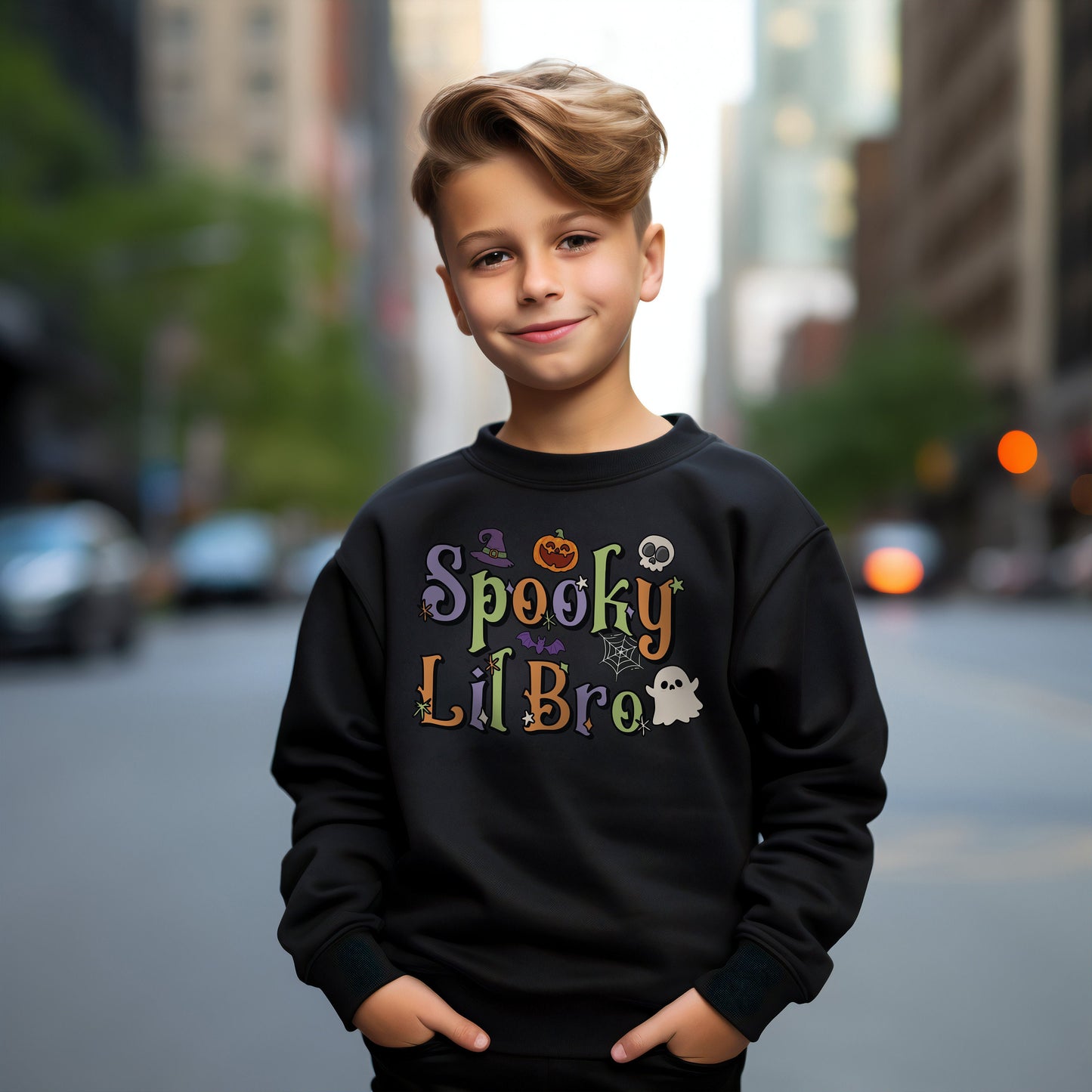 Spooky Lil Bro Sweatshirt, Little Brother Sweatshirt, Halloween Sweatshirt, Spooky Seasons, Little Bro Hoodie, Halloween Gifts,Spooky Hoodie