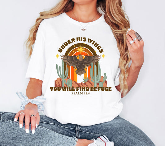 Under His Wings You Will Find Refuge Shirt, Bible Verse Shirt, Western Christian Shirt, Religious Shirt, Bible Shirt, Christian Gift