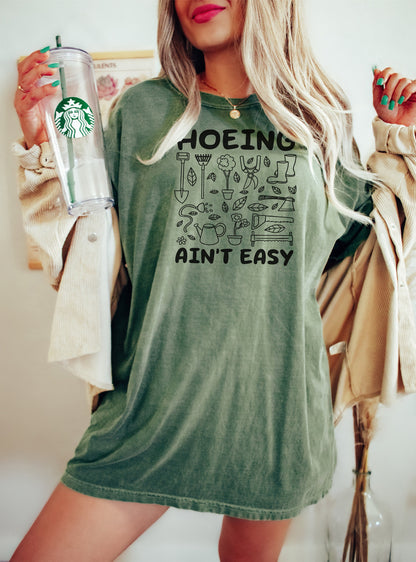 Hoeing Ain't Easy Tshirt, Plant Shirt, Botanical Shirt, Gardening Shirt, Plant Lover Shirt, Plant Lover Gift, Farmer Shirt, Botanical Gift