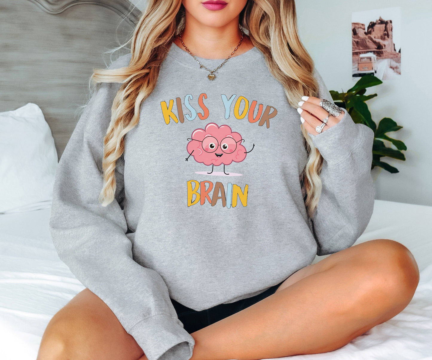 Kiss Your Brain Sweatshirt, Brain Sweatshirt, Mental Health Hoodie,Trendy Sweatshirt,Walnut Brain Sweatshirt,Mental Health Gift,Gift for Her