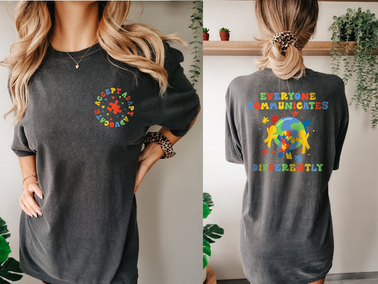 Everyone Communicates Differently Shirt,  Behavior Analyst Shirt, Autism Awareness, Sped Teacher Shirt, Disability Awareness, Autism Shirt