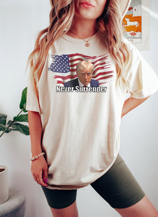 Never Surrender T-Shirt ,Trump  Shirt, Trump Not Guilty Shirt,Trump Election Shirt, Never Surrender Tee, Trump Election Interference Tshirt
