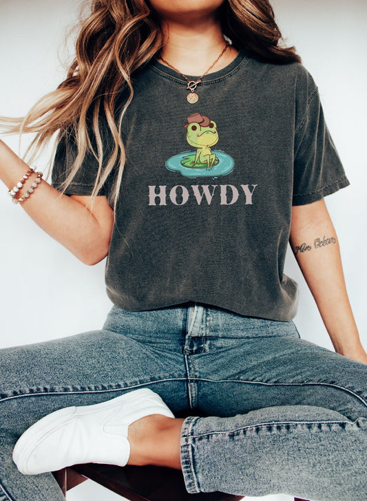Howdy Frog Tshirt, Cowboy Shirt, Frog Shirt,  Meme Shirt, Wild West Shirt, Cowboy Frog Shirt,  Western Shirt, Frog Lover Gift, Howdy Shirt