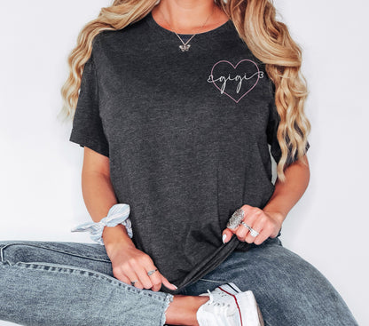 Gigi Heart Tshirt, Grandma Shirt, Mothers Day Gift, Gigi Shirt, Grandma Gift, Grandma Shirt, Gift from Grandchild, Gift for Her