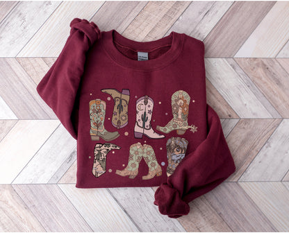 Cowgirl Boots Sweatshirt,Cowgirl Sweatshirt,Star Boot Sweatshirt, Cowgirl Sweatshirt,Western Hoodie,Cowgirl Gift,Western Country Hoodie