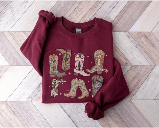 Cowgirl Boots Sweatshirt,Cowgirl Sweatshirt,Star Boot Sweatshirt, Cowgirl Sweatshirt,Western Hoodie,Cowgirl Gift,Western Country Hoodie