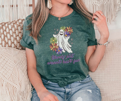 Ghouls Just Wanna Have Fun Tshirt, Cute Ghost Shirt, Halloween Shirt, Ghost Shirt, Flower Shirt, Halloween Gifts, Shirt