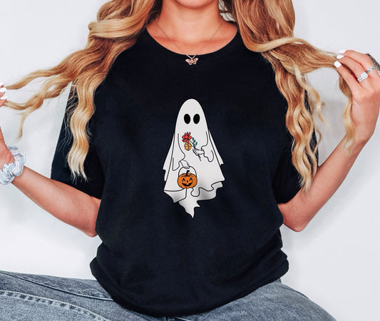 Halloween Ghost Tshirt, Pumpkin Shirt, Halloween Gifts, Halloween Pumpkin Shirt,Flower Shirt,Halloween Gift,Cute Ghost Shirt,Halloween Shirt