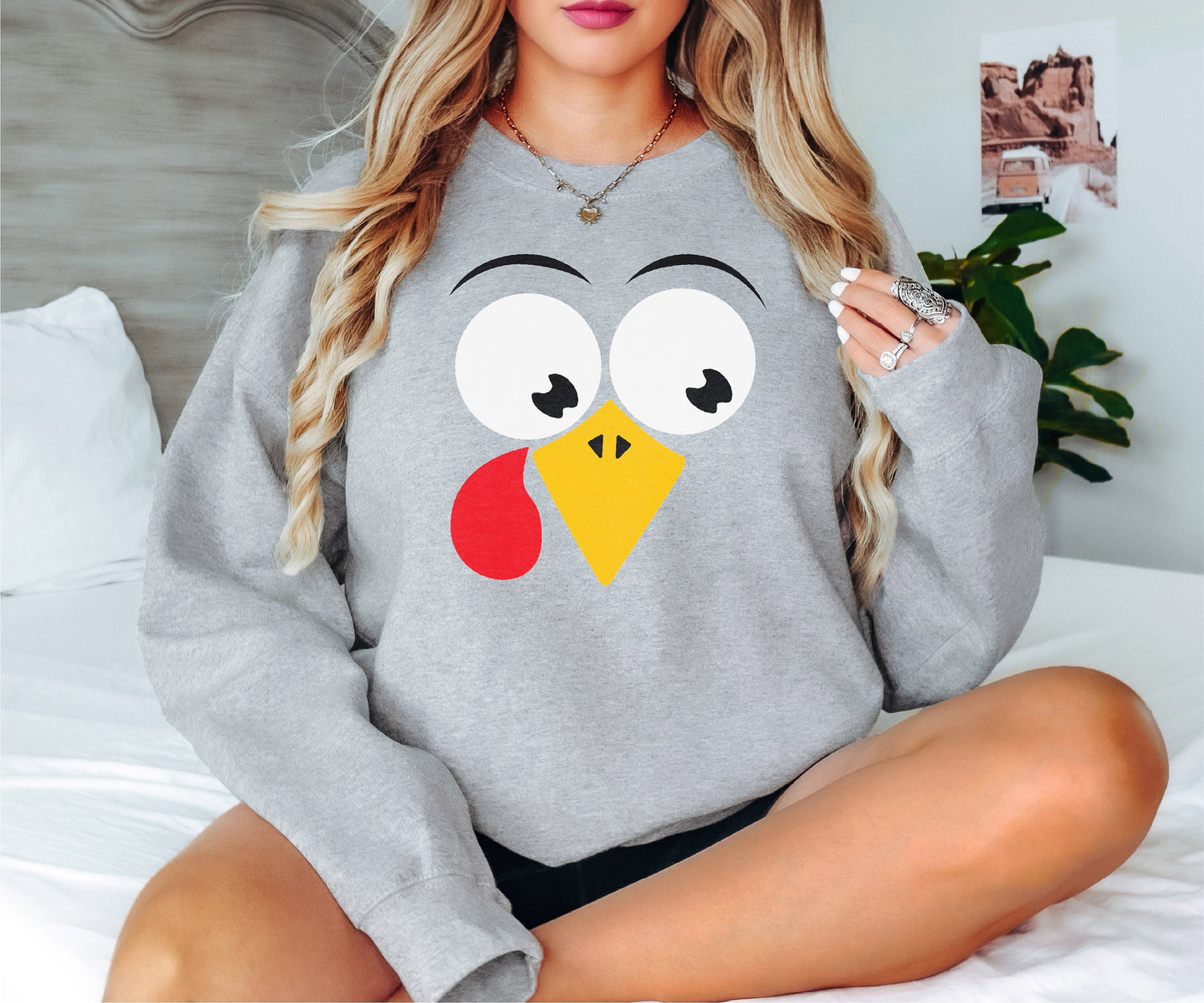 Turkey Sweatshirt, Cute Turkey Sweatshirt, Turkey Hoodie,Turkey Face Sweatshirt,Thanksgiving Gift,Funny Face Hoodie,Thanksgiving Sweatshirt