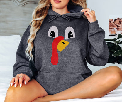 Turkey Sweatshirt, Cute Turkey Sweatshirt, Turkey Hoodie,Turkey Face Sweatshirt,Thanksgiving Gift,Funny Face Hoodie,Thanksgiving Sweatshirt
