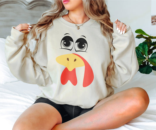 Turkey Sweatshirt, Cute Turkey Sweatshirt, Turkey Hoodie,Turkey Face Sweatshirt,Thanksgiving Gift,Funny Face Hoodie,Thanksgiving Sweatshirt