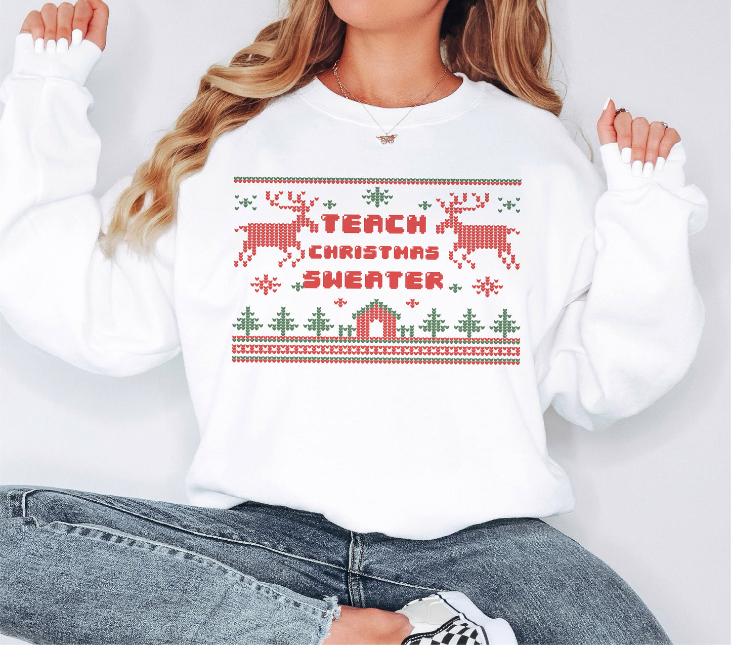 Teach Christmas Sweater Sweatshirt,Teach Sweatshirt, Christmas Gifts, Book Lovers Gift, Bookworm Hoodie, Teacher Gifts, Christmas Sweatshirt