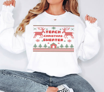 Teach Christmas Sweater Sweatshirt,Teach Sweatshirt, Christmas Gifts, Book Lovers Gift, Bookworm Hoodie, Teacher Gifts, Christmas Sweatshirt