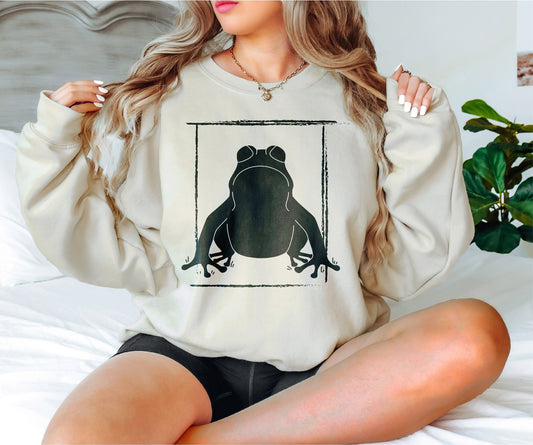 Grumpy Frog Sweatshirt, Japanese Frog Hoodie, Frog Lover Hoodie, Art Sweatshirt,Frog Sweatshirt,Christmas Frog Hoodie,Frog Lover Gift
